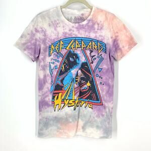 Def Leppard Hysteria Purple Tie Dye Band Tee Cotton Medium